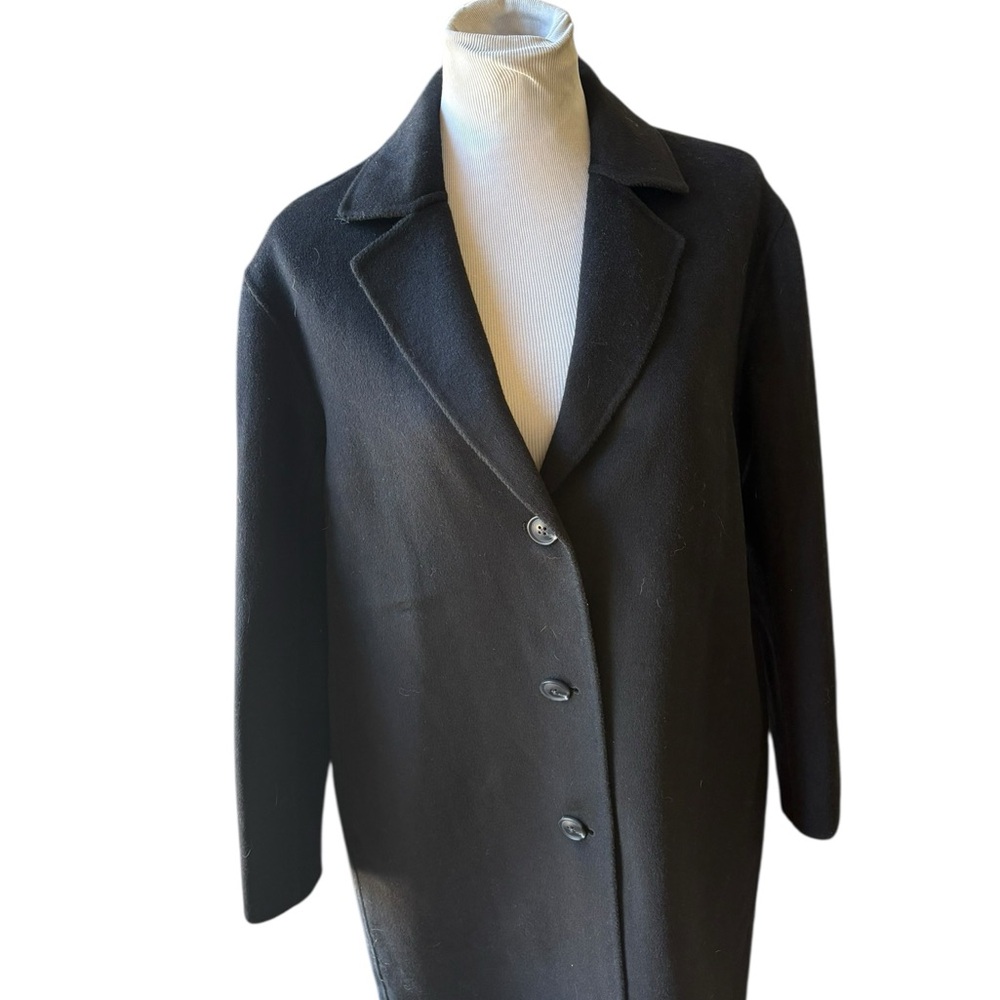 GAP Black Pea Coat with Notched Lapel and Structured Shoulders